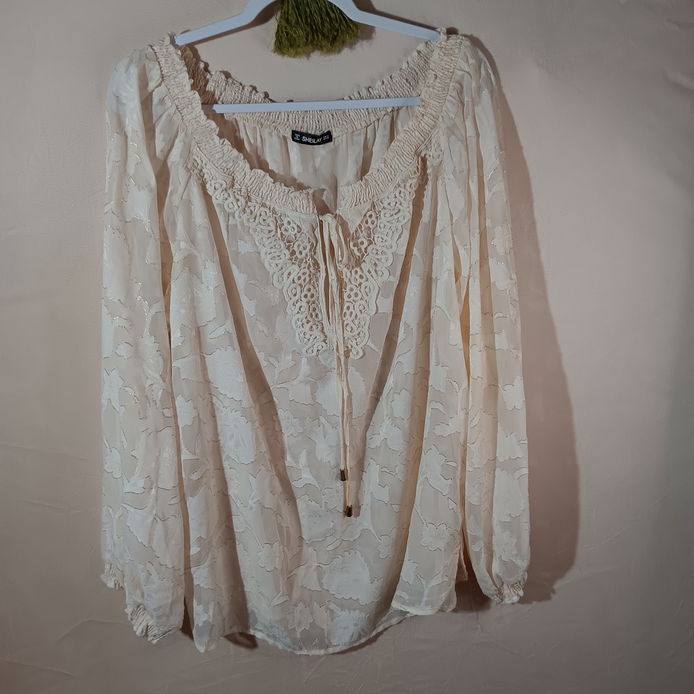 Sheilay 🪞 Women Cream Lace Blouse